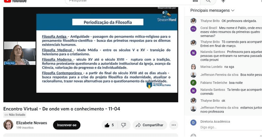 Alunos participam de Encontros Virtuais
